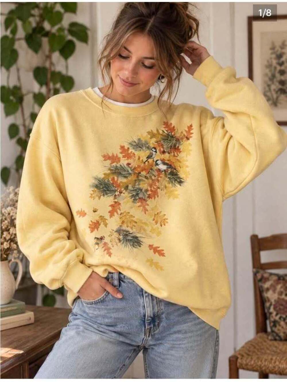 Vintage Autumn Leaf Graphic Sweatshirt